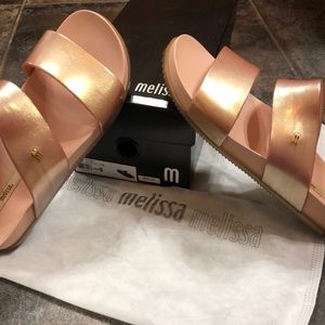 Melissa cosmic metallic pink slides
